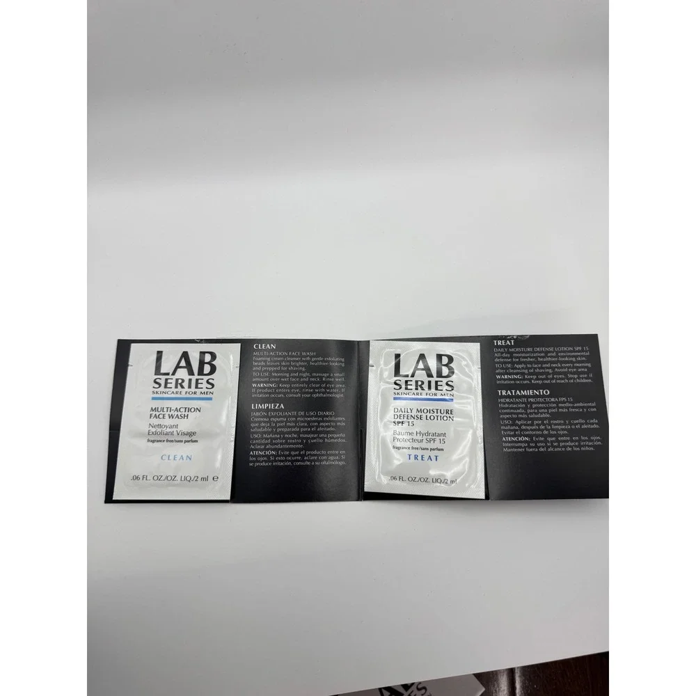 Lot of (3) Lab Series Skincare for Men: Face Wash & Daily Lotion SPF 15 Samples